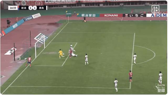 前半17分、1-1　新加入MFモラエスのゴールで追いつく！