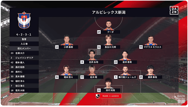 J1第29節　出場メンバー