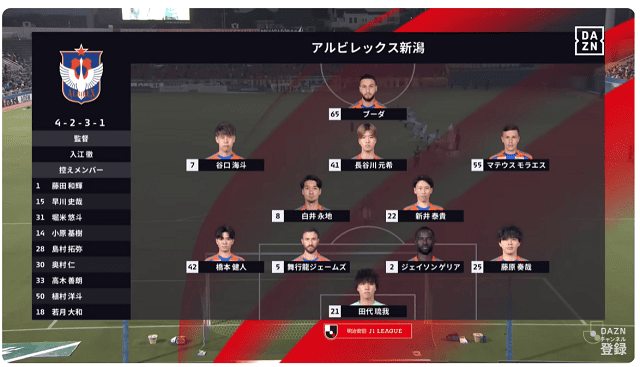 J1第30節　出場メンバー