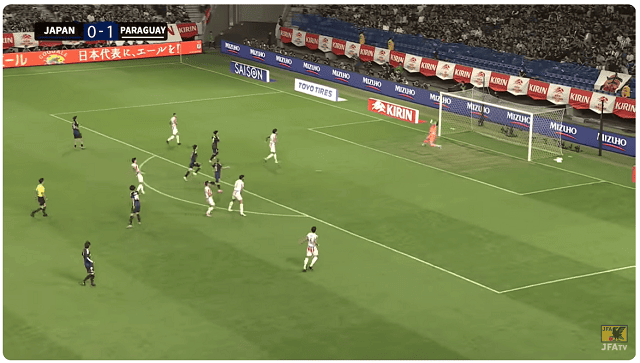 前半26分、1-1 FW小川のスーパーゴールで追いつく!