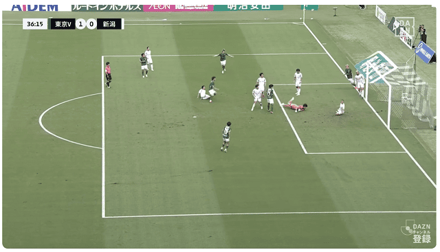 前半36分、1-0　先制される