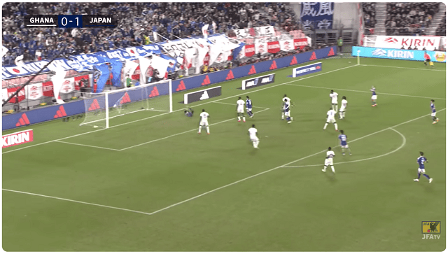 後半15分、2-0　MF堂安の得意なゴラッソ！