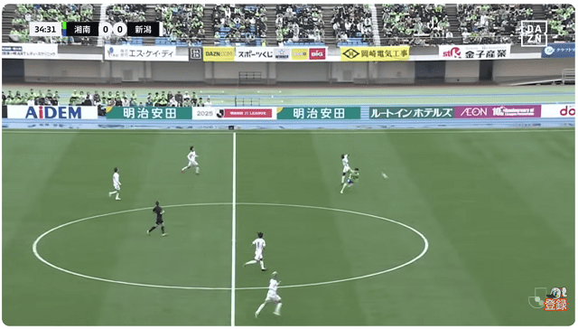 前半35分、1-0　DFゲリアが目測を誤る！