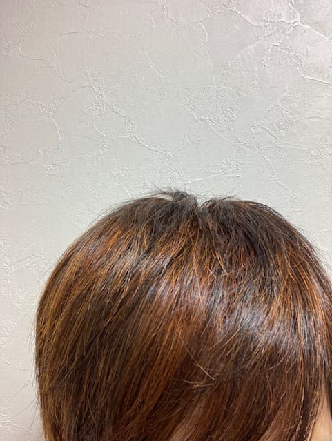 国産ヘナとターメリックのミックス染め後