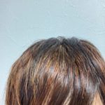 美らヘナとウコンのミックス染め後の様子1