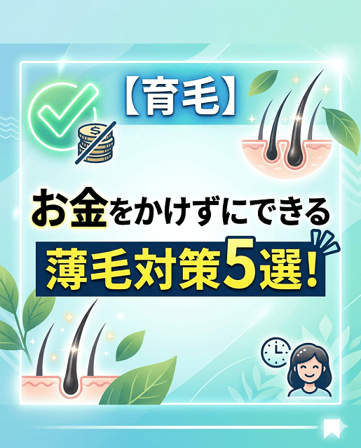 【育毛】お金をかけずにできる薄毛対策５選！